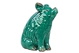 Benzara Antiquated Adorable Sitting Ceramic Pig, Turquoise