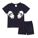 Cutelove　Tシャツ+半ズボン2点セット　パンダ柄　ラウンドネック　トップス　半袖　綿　男の子　女の子　ベビー　ボイズ　ガールズ　赤ちゃん　幼児　春　秋　可愛い　ファッション　素敵　カジュアル　