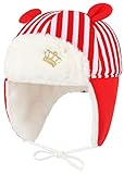 (ラボーグ)La Vogue ベビー帽子 パイロット帽 男の子 女の子 キャップ 飛行帽 キッズ 子供 耳あて 裏起毛 防寒 保温 防風 可愛い アウトドア スキー レッド