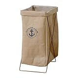 ワイエムワールド オシャレなロゴ入り 折りたたみ式 ランドリーボックス ランス 【カラー：縦型/麻アンカー】 19-030