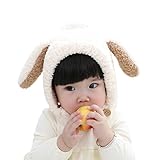 Zafina ニット 帽 　キッズ　ベビー 　防寒帽子　耳付き　可愛い　子供衣装　お出かけ　寒さ対策 (ベージュ)