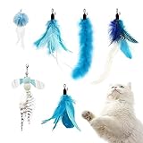 SONGWAY 猫おもちゃ ねこじゃらし 羽 昆虫 ふわふわ 交換用羽根 ブルー系
