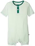 KicKee Pants Baby Boys Solid Short Sleeve Henley Romper Prd-kphenr64-aosg Aloe with Shady Glade 12-1