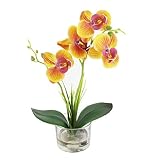 ハンドメイドシルク人工花Arrangements 3dプリント胡蝶蘭盆栽 オレンジ CC06193D