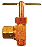 Jmf角度圧縮バルブComp 1 / 4 " x 1 / 8 " MPTイエロー真鍮バルク30 PSI < 0.25 % Lead