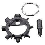 SODIAL 10イン1 EDC　ポータブルな多機能修理ツールキット　キーリング付き　自転車の為　黒