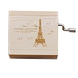 ミニハンドクランクオルゴール木箱オルゴール高さ約1.5インチ（エッフェル塔）