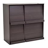 タンスのゲン フラップチェスト 薄型 本棚 収納 木製 ダークブラウン 68210001 WN