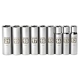 Craftsman 9 Pc. Metric 6 Pt. Deep 1/2 In. Dr. Easy-to-read Socket Accessory Set, by Craftsman