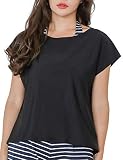 [COTARON] 水着 レディース ラッシュガード オーバーTシャツ Tシャツ 透けない 紫外線対策 日焼け対策 UVカット UPF50+ 白 黒（1ブラック M）
