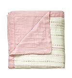 aden + anais rayon from bamboo fiber muslin dream blanket, tranquility - bead/solid rose by aden + a