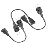 KOZUMUWAN 【延長コード 屋内用 3本セット】電源タップ ACアダプタ用電源延長コード 1個口 ブラック 0.3ｍ 頑丈コード ラッキング火災予防絶縁キャップ付きスイングプラグ フリープラグ 180度回転プラグ 2ピンプラグ接続可能 メス オス 3本入り (0.3ｍ, ブラック)