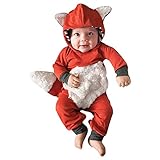 Fheaven (TM) クリアランス 新生児 赤ちゃん 男の子 女の子 3D カートゥーン フォックス フード付きロンパース ジャンプスーツ スウェットシャツ 秋冬 長袖 洋服 6-12 Month