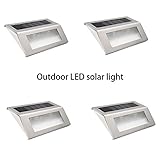 Homdox Solar Powered Step Light Outdoor Flood Lights Wireless Waterproof Sensor Light Pack of 4 [並行輸