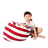 BULARY ぬいぐるみ収納袋 収納袋 ぬいぐるみ 収納 縫い包み ストライプ家庭用品収納袋 大容量 球状手袋 子供用 棉手提げ袋 シンプル 子供のおもちゃ コットントイ収納袋 選べる3柄