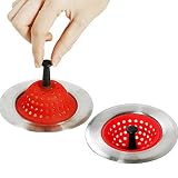 Amariver GoodグリップシリコンメッシュSink Strainer Drain Strainer、つや消しステンレススチール仕上げ – Perfect forキッチン洗面台、2のセット
