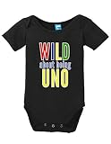 Wild About Being Uno Funnyボディスーツベビーロンパース カラー: ブラック