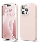【elago】iPhone15Proケース 耐衝撃 傷 指紋 防止 シリコン スマホケース スリム 衝撃吸収 サラサラ 手触り ラブリーピンク