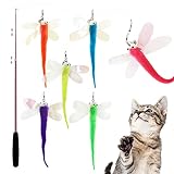 SONGWAY 猫 おもちゃ 猫じゃらし ねこおもちゃ ねこじゃらし昆虫版 6点飛ぶトンボ 釣り竿付き