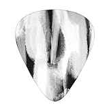 黒と白のブラシストローク ギターピック Guitar Pick 12枚セット ティアドロップ型 エレキギター/アコースティックギター/クラシックギター/ベース等の練習に最適な12枚セット