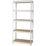 ドリームウェア メタル&amp;ウッドラック スチールラック 5段 組立品 ホワイト 棚板リバーシブル仕様 MK-885NWH