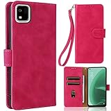 京セラ かんたんスマホ3 A205KC ケース 手帳型 【 ストラップ 一本付 】 適用 かんたんスマホ3 A205KC ワイモバイル スマホケース かんたんスマホ3 手帳ケース A205KC 手帳型ケース かんたんスマホ3 カバー ケース a205kc カバー かんたんスマホ3 case 【Heofuixt】 滑り止め 合成レザー スタンド ストラップホール付き ストラップ付き 窓口式 カード入れ マグネット 手帳ケース カードケース つや消し 落ち着いた色 ローズレッド