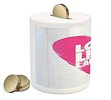 Live Laugh Love Piggy Bank by Ambesonne、ノートブックスタイルBackdrop with a giant Heart and a Motivational語句、印