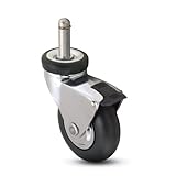 Shepherd Omega Series 3 Diameter Neoprene Wheel Caster with Brake, 3/8 Diameter x 1 Length Grip Ring