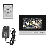 ドアベル ワイヤレス 玄関XSL-V70R-L + 15V有線視覚ドアベルビデオインターホン7インチTFT液晶ドア電話赤外線ナイトビジョンドアベルのホームセキュリティ（ブラック＆シルバー）