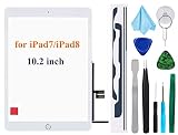 TPhaelay ホワイト タッチスクリーン 交換品Ipad 7 第7世代 デジタイザイー 2019(A2197 A2198 A2200) 10.2インチ iPad 8 第8世代 2020(A2270 A2428 A2429 A2430) +プリインストール接着剤（ホームボタン付き）