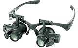 ヘッド ルーペ 拡大鏡 メガネ LED ライト 10倍 15倍 20倍 25倍