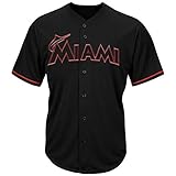 マジェスティックMiami Marlinsメンズブラック/オレンジポップBig and Tallファッションジャージーサイズ3 x l