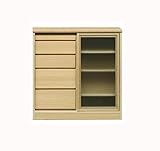 大川家具 関家具 キャビネット サリナ 90cm幅 奥行40cm ガラス扉 ナチュラル 162190