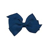 Pinwheel Bow Hair Clip - Toddler TruStay Clip - Best NO Slip Barrette For Fine Hair (TA8-Navy) by Tw