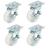 uxcell スイベルキャスターホイール　メタル・トッププレート　回転ホイール　wブレーキ　ショッピングカート　4個入り