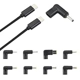 aceyoon 100W USB C to DC 電源アダプター L字 8種 DC ジャック 90度変換プラグ ブラック
