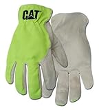 CAT Premium Pigskin Fluorescent Green/Grey Leather Palm Work Gloves - Large #CAT012109L [並行輸入品]