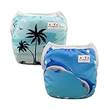 ALVABABY ベビー 再利用可能 スイムパンツ 防水 スイム布 経済的 おむつ 多用途 水着 2枚セット DYK07-08-JP