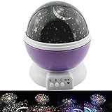 照明ランプ、回転コスモスStarry Night Moon Starプロジェクタ4 LEDビーズ360度プロジェクタ子供ベッドルームランプ(パープル)
