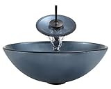 Aurora Sinks A24-ORB-V Bathroom Ensemble with Pop Up Drain, Hand Painted Glass Vessel, Sink, Ring an