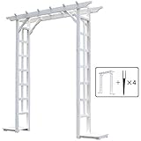 SINAPP ガーデンアーチ 木製 アーチ 支柱プランター SIK2020 金具セット, ホワイト