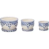 陶器植木鉢3点セット（受皿付） 【おしゃれ ガーデニング プランター おすすめ 人気 陶器 庭 植物 植木鉢】