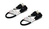 C&E 2 PCS 16AWG Power Extension Cord Cable Black 1 Feet CNE592497 [並行輸入品]