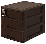 サンコープラスチック 小物収納3段 シルキー 幅25.2×奥35×高28cm ブラウン