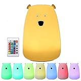 子供ナイトライト、SOLMOREマルチカラーソフトシリコンLEDナイトライト、子供カートゥーンベアナイトランプ、ベッドサイドランプ、USB充電式withリモートfor Baby部屋寝室誕生日ギフト