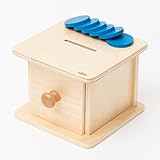 【Natural MONTESSORI】 モンテッソーリ教具 -- 引き出し付きコイン落とし -- montessori 教育 ナチュラルモンテッソーリ 本格教材 木製知育玩具 木製パズル ブロック 