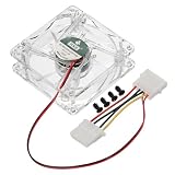uxcell クリアコンピュータケースファン 1800RPM 80mm 4ピンカラフルLEDサイレント冷却ファン 4個のLED 12V デスクトップコンピュータラジエータ用 4個のネジ付き