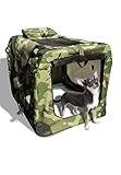 ペットケージ ソフトタイプ XL (グリーン迷彩) 約58.4×81.3×58.4cm メッシ...