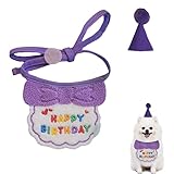 犬 誕生日帽子 バンダナ よだれかけ 2個セット happy birthday 唾液タオル 飾り付け ペット用品 可愛い 猫用 飾り 柔らかく お散歩 食事用 取り付け簡単 おしゃれ 犬 誕生日グッズ 小型犬 (パープル)