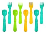 Re-Play Cutlery with Spoons and Forks (Set of 4, Green/ Orange/ Aqua)